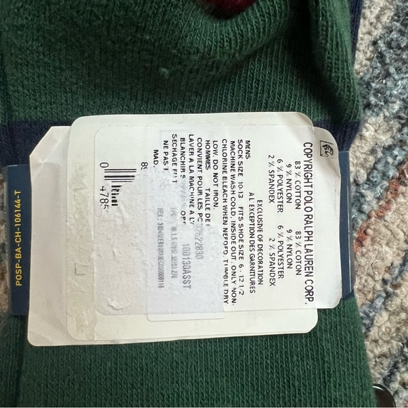 Ralph Lauren Men's Striped Dress Socks - Navy, Green, Burgundy - Picture 2 of 3